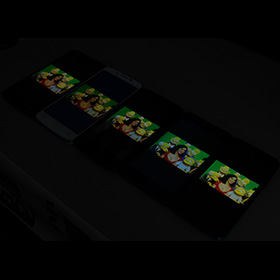 Фото экранов HTC Butterfly (слева), Explay HD, Highscreen Explosion, LG Optimus G и ZTE Grand Era (справа)