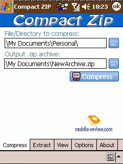 Compact ZIP 1.3.3 для Pocket PC и WM - описание, скачать.